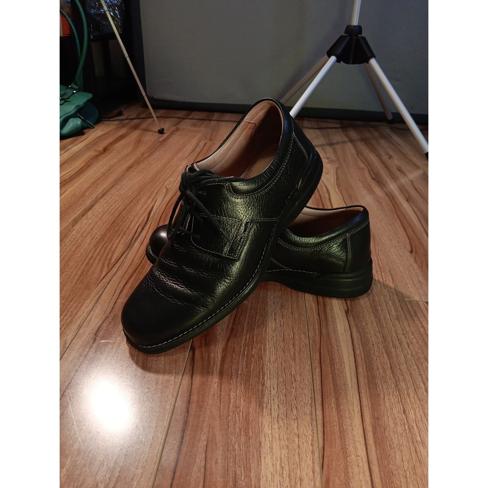 Johnston & Murphy Plain Toe Oxfords Black Tumbled Leather Sz 9.5 Dress Shoes